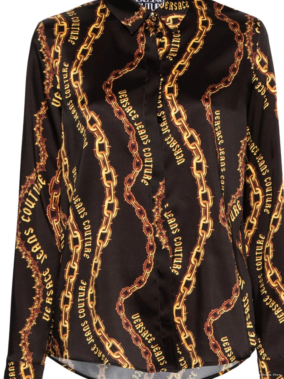 Chain Versace Couture-print Couture shirt Women Jeans 0704